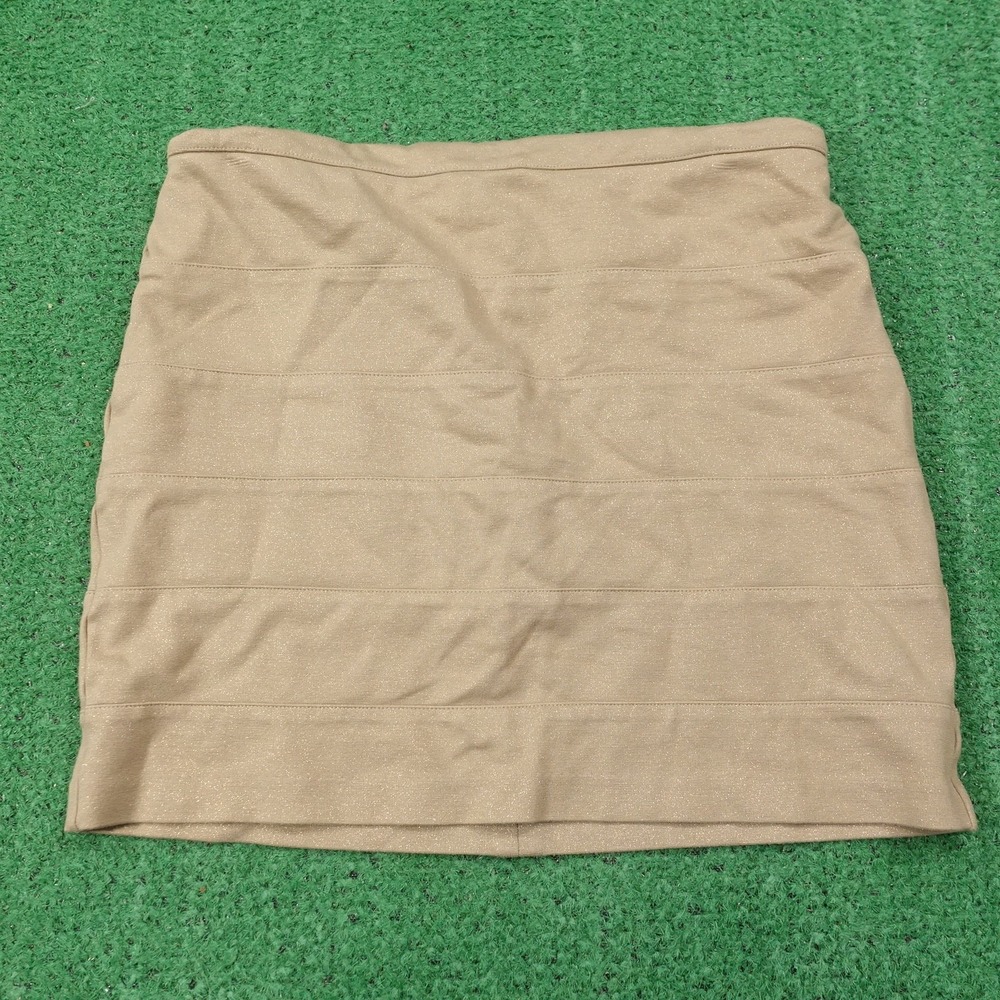 Express Design Studio Skirt Womens Size 8 Beige Bandage Stretch Mini Bodycon